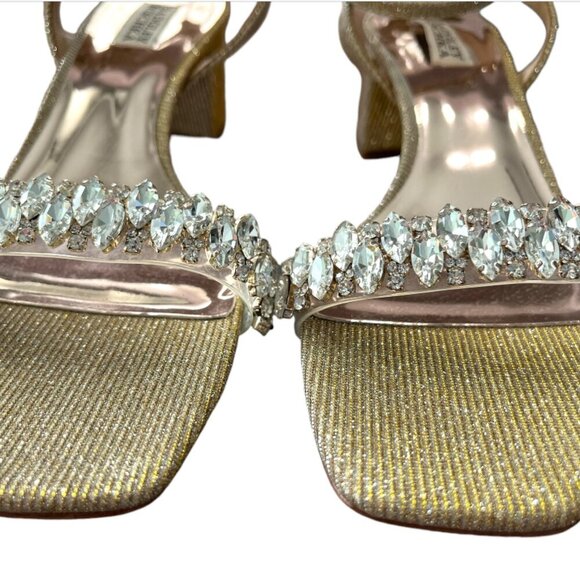 Badgley Mischka Harlow Ankle Strap Block Heel (Platino Gold) - Picture 2 of 9